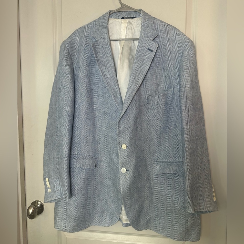 Ben Silver Charleston Linen Luxe Fabric Blue Quiet Luxury Blazer/ Sport Coat,51T